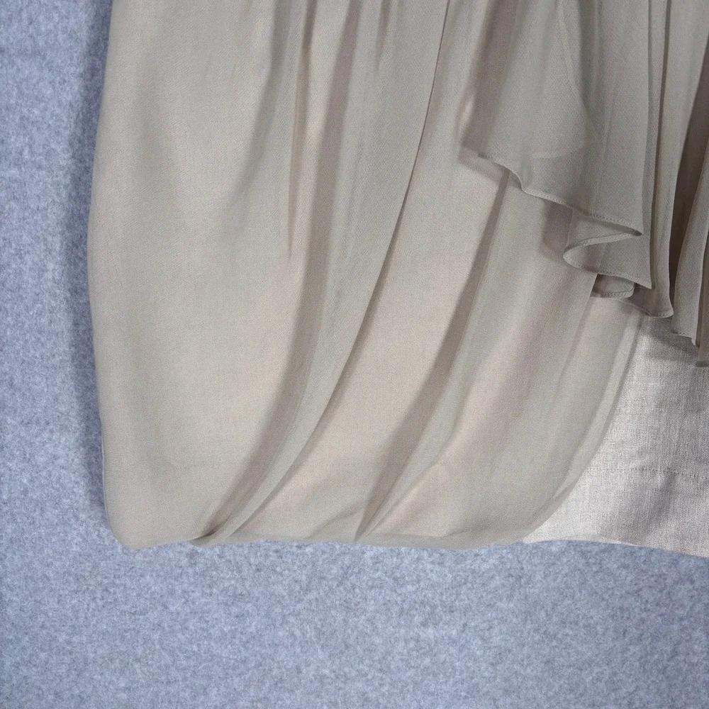 Anthropologie Yoana Baraschi Asymmetric Skirt 6 Tan Linen Wrap Drape Shimmer